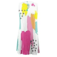 Sendresses za žene Ljetne haljine Grafički posavi bez rukava na rukavu Okrugli vrat Modna plaža Klasična
