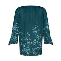 Feternal ženske labave ležerne u tri četvrtine rukava s cvjetnim tiskanim majicama vrhunske majice Top Dressy Bluze za žene