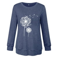 TKLpehg dugih rukava za žene Fall Tops Loose Comfy pulover vrhovi okrugli vrat Bluze s dugim rukavima