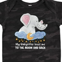 Inktastic Moj babyitter voli me na Mjesec i leđa Slon Porodični poklon Baby Boy ili Baby Girl Bodiysuit