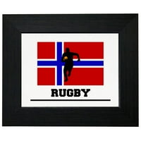 Norveška olimpijsko - ragbi - zastava - Silueta uokvirena print zid ili opcije stanja stola