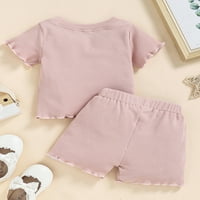 0-5Y Toddler Baby Girls odijelo rebrasta majica kratkih rukava + elastična struka kratke hlače