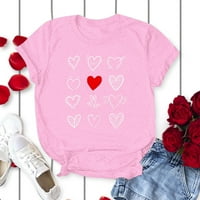 Ženska bluza Majica Valentine Day Slatka crtani love Print CrewNeck Kratki rukav Sležne žene Žene žene