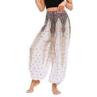 Lu's Chic ženske boho hlače harem joga hipi nacrtani elastični struk indijske tajlandske boemske baggy