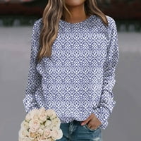 Feterrnal majice s dugim rukavima za žene Slatke grafičke tenske bluze casual plus veličine osnovni vrhovi pulover