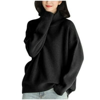 Dukseri za žene Trendy Modern Fit džemper Pulover Turtleneck Fall džemper Crna Jedna veličina