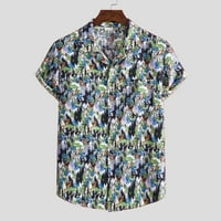 CLLIOS MENS Havajski košulje Ljetna tropska grafička majica Casual majica kratkih rukava dolje Aloha