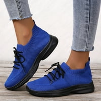 Ženske sivene mrežice Atletičke tenisice čipke Up udobne cipele za hodanje plave veličine 9