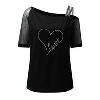 Žene ispisane na ramenu Top košulju Glitter casual majica kratkih rukava modna elegantna bluza vrh