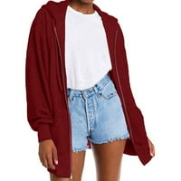 Hoksml Hoodies za žene na klirensu Ležerne prilike Ženska jakna Čvrsta boja Zip up dukseve sa džepovima