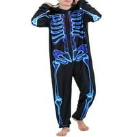 Halloween Usklađivanje odjeće za obiteljski unizirati jedan kombinezon skelet s dugim rukavima print playsuits odijelo