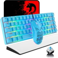 60% mehanička igračka tastatura Plavi prekidač Mini tasteri ožičeni tip C Chroma RGB pozadinski osvetli, lagani igrački miš 6400DPI WEENDOMBB Optical, igra za igrače i daktilove