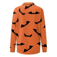Apepal ženski kauzalni zip pulover ovratnik dugih rukava dugih rukava Halloween Print Active odjeća