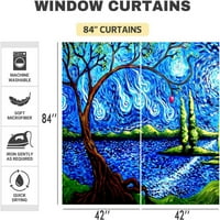 Drvo života Plavo BlackOut zavjese prirodni pejzaž Apple Tree Uil Slikanje zavjesa za zavjese sa modernim apstraktnim umjetničkim prozorima za spavaću sobu dnevne sobe, a / clokms