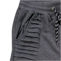 Muške proljeće i jesenje hip-hop Sport hlače labave fit solidne boje nacrtaju elastične struke modne hlače na dlaku, ležerne prilike prozračne lagane duge hlače tamno sivo xxl