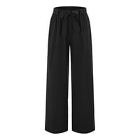 HOKSML pantalone za žene, žensku čvrstoću u boji u boji u obliku čvrstog u boji labava velika veličina pamučne ležerne hlače na klirensu