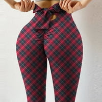 Yoga hlače Žene Štampanje visokog struka Stretch Strethcy Fitness Tajice Yoga hlače crveno + xxl