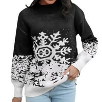 Džemper za žene žensko jesensko i zimsko božićno pahuljica jacquard rukava snježne pahulje uzorke djevojke džempere