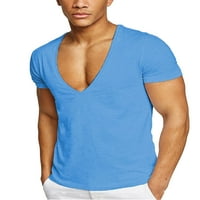 Haite muškarci obični mišići majice Osnovni kratki rukav Ljetni vrhovi teretane V izrez pune boje majica