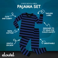 Elowel pidžama set za dječake i djevojke Spavaće odjeće PJS pamuk kraljevska plava i crna pruga veličine 7