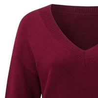 Zimski kaputi za žene dugi rukav s dugim rukavima pamuk pamuk labav pleteni pulover gornji džemper džemper vino + m