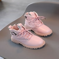 Oucaili Unise Kids Combat Boot bočne patentne patentne patentne patentne patentne patentne čizme Mid teleći čizme Lagane čipke za čipke cipele hodanje modnog bootie ružičasta 6,5c