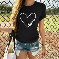 Slatke predimenzionirane majice za žene za Valentinovo Ležerni kratki rukav O vrat pisma Ispiši ženski u obliku srca u trendu
