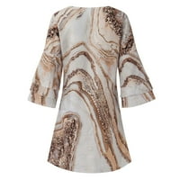Haljine za ženski modni temperament Elegantni svježi tiskani rukavi s V-izrezom mini haljina svijetlo smeđa l