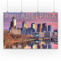 Philadelphia, Pennsylvania, Skyline i River Sunset