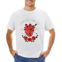 Srce sa ružama Vintage Rock stil muške grafičke majice Vintage kratki rukav sportski tee bijeli 4xl