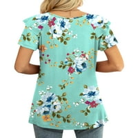 Junifeshish ženski lepršavi kratki rukav ljeto V izrez Casual majice opuštene fit bluze