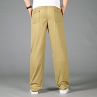 Hwmodou muške teretne hlače od labavog elastičnog struka pune boje plus veličina sa džepovima čipke
