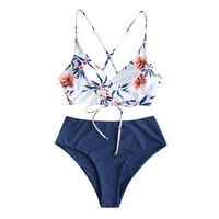 Daznico Women cvjetni print plus veličine Bikini setovi čipka u obliku plaže za plažu Split kupaći kostim
