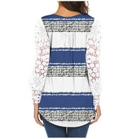 FOPP Prodavač Ženska dizalica V-izrez dugih rukava Majica modna rebrasta TOP pulover Tamno plavi XXL