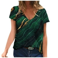 ErSazi bluze za žene za ženska ženska ljetna V-izrečena majica modni i udobni ženski kratki rukav duks za žene labave fit 3- zelene vrhove za žene m