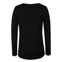 Ženske bluze za rad crne žene Čvrsti dugi rukav na majici Ležerne bluze tunike XL