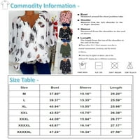 Tking Fashion Womens Ljeto Plus Veličina polu-rukave Crewneck tiskani vrhovi Casual Labavi kravata Bluza bijela l