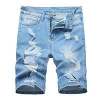 Homodles Muške labave traper kratke hlače - Trendi patentne hlače svijetle plave veličine s