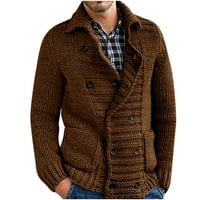 Muški džemper Cardigan Solid Bool LEAL Pletena jakna smeđa 6