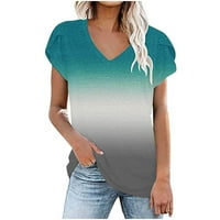 INLEIFE Ljeto Ženski kratki rukovi, ženski modni gradijent ispisani v vrat kratkih rukava majica bluza labavi vrhovi
