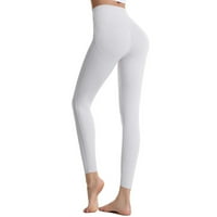 USMIXI ženske joge hlače visoki struk lagani rastezljivi sportski trening nogavice hlače Čvrsti tanak fit vježbi za fitness pantalone bijele m