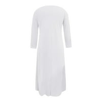 Vjenčane haljine za žensku casual punu haljinu Abaya dugih rukava s dugim rukavima ispod haljine bijele