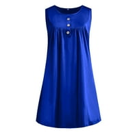 Bazyrey haljine za žene, novi dolasci sunčane haljine od pune haljine ljetne haljine bez rukava dame elegantne haljine kraljevski plavi m