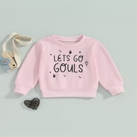 Eyicmarn Toddler Boy Girl Fall Duweatshirt Dugi rukav Okrugli vrat Dopis Ghost Ispiši pulover Loose vrhovi za Noć vještica