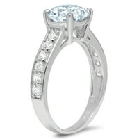 2.18ct okrugli rez plavi simulirani dijamant 14k Bijelo zlato ugraviranje izjava bridalna godišnjica