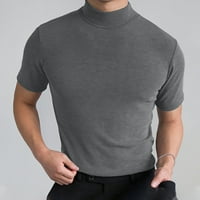 Wendunide Cardigan za muškarce mužjak ljetna čvrsta majica bluza s visokim ovratnikom Turtleneck kratki rukav na majici za majice za muškarce