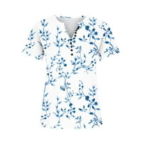Charella Žene Henly V-izrez za tiskane majice Ležerne prilike kratkog kratkih rukava V-izrez Top Sky
