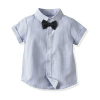 Binmer Toddler Baby Boys Modni kratki rukav Stripe bluza Vežite čvrsti kombinezon GENTLEMAN-a
