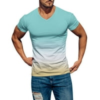 Košulje za muškarce Casual Sports Udobne meke gradijentne čvrste boje Tanki kratki rukav V izrez majica zelena l
