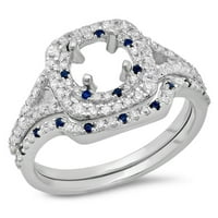DazzlingRock kolekcija 14k Blue Sapphire & White Diamond Ladies Polu montiranje zaručnički prsten CT, bijelo zlato, veličina 4